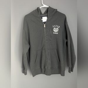 Lazy Sunday gray zip up hooded sweatshirt size medium Aspen Colorado
